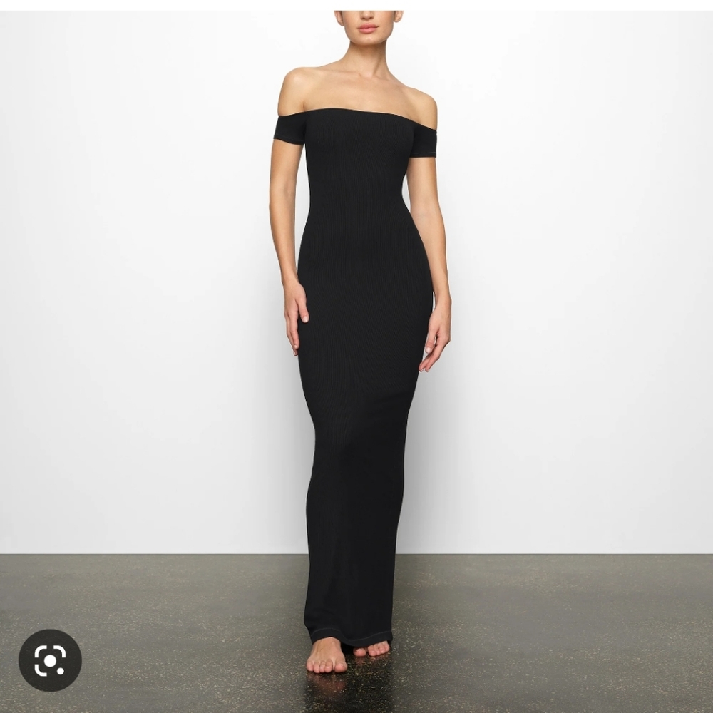 SOFT LOUNGE OFF THE SHOULDER DRESS